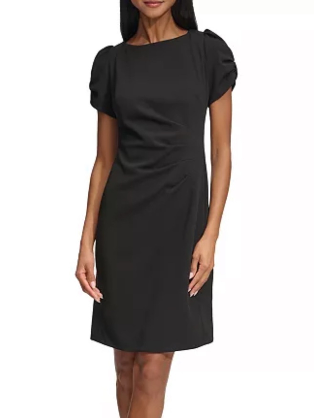 NWT Karl Lagerfeld Black Puff Sleeve Boatneck Sheath Dress Size 6